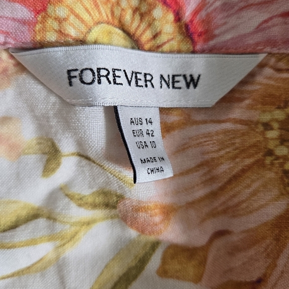 Floral Linen Mini Shirt Dress Forever New Brooke made in Aus sz US 10 - Picture 8 of 14